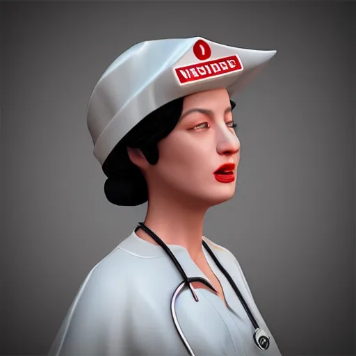 Prompt: render nurse hat realistic vintage 8 k glossy hd