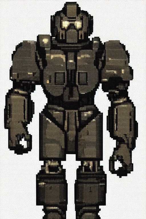 Image similar to Power armor from Fallout, pixel art, digital art