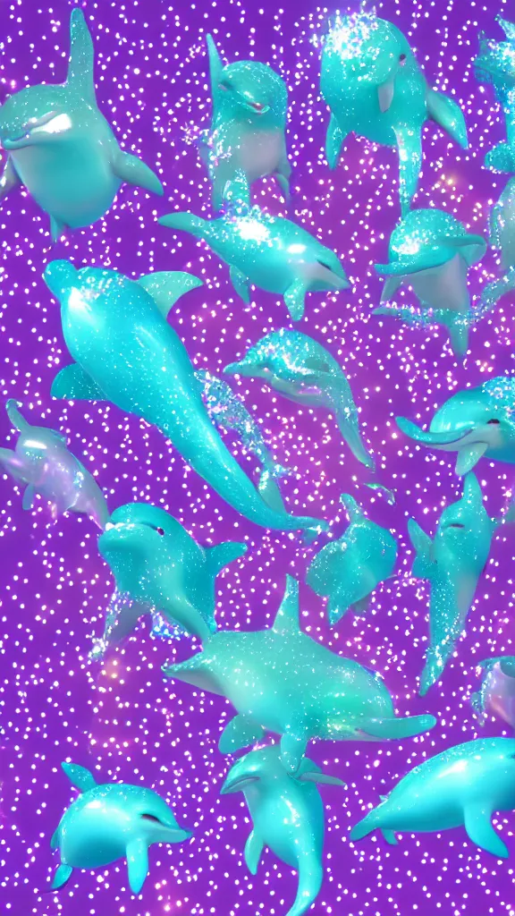 Prompt: popworld 3 d y 2 k dolphins and sparkles, seapunk