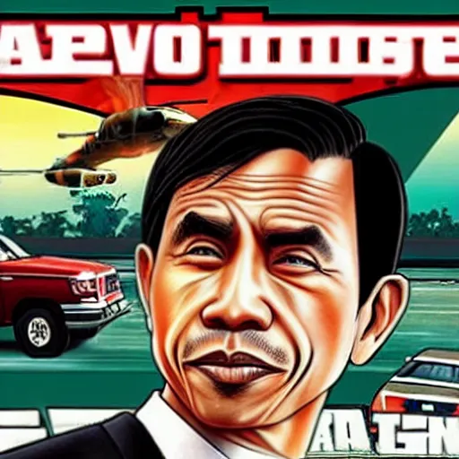 Prompt: Jokowi in Grand Theft Auto San Andreas cover art