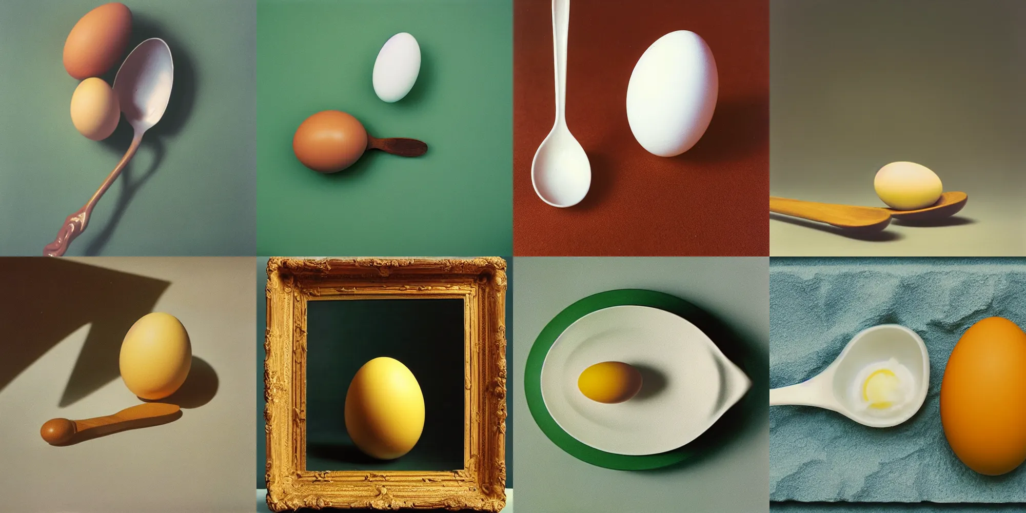 Prompt: egg and spoon, still - life photography, paul outerbridge masterpiece