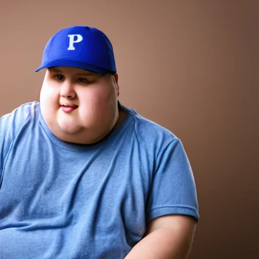 Image similar to obese young man with a t-shirt and cap with the letter P