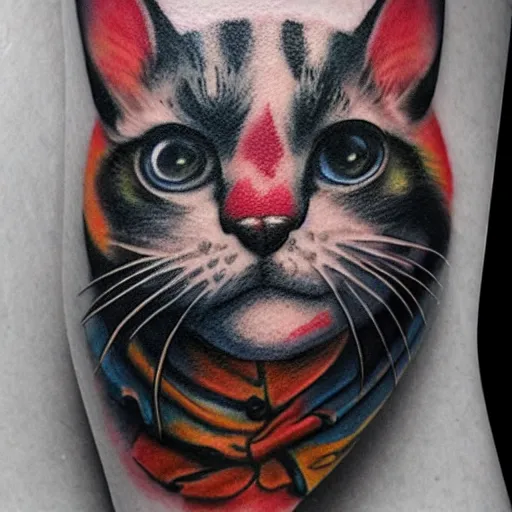 Image similar to clown cat tattoo design