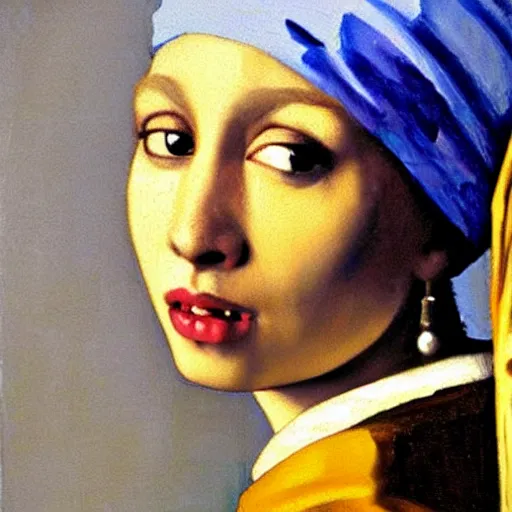 Image similar to Tupac painter as the Girl with a Pearl Earring by Johannes Vermeer