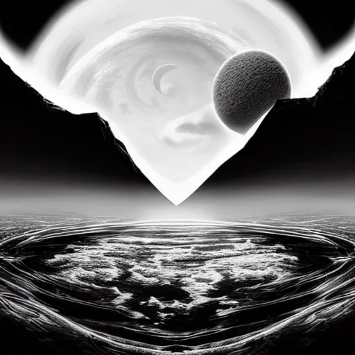 Prompt: a black white red dawid planeta and nele diel album cover with the title the void