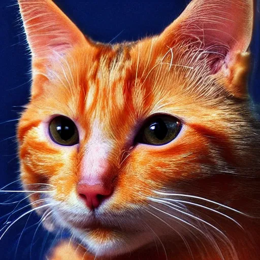 Prompt: left eye blinking orange cat, beautiful, realistic,