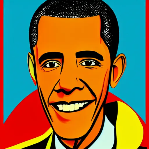 Prompt: Obama, graphic illustration by Jamie Hewlett, bold colors