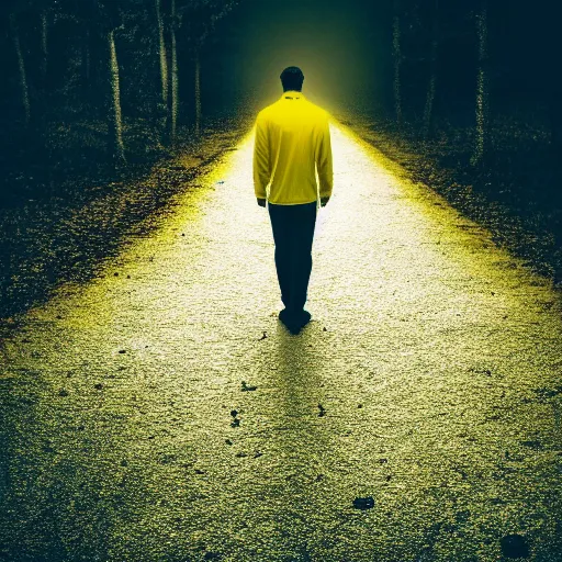 Prompt: man in a luminous yellow [ liminal space ]!!, trending on unsplash, 4 k photorealism, horror - esque, eerie atmosphere, dark - bright lighting