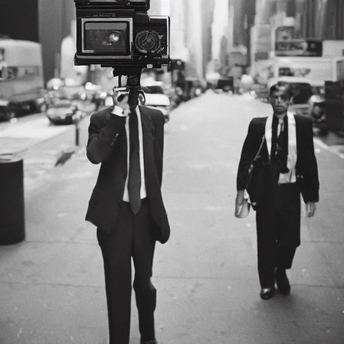 Prompt: medium format film portrait of a monkey wearing suit in new york by street photographer from the 1 9 6 0 s, hasselblad film bokeh portrait of man, portrait of business monkey featured on unsplash, soft light photographed on colour expired film