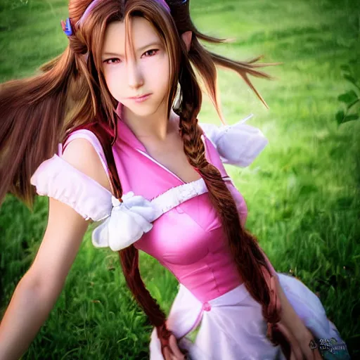 Image similar to aerith gainsborough by chengwei pan