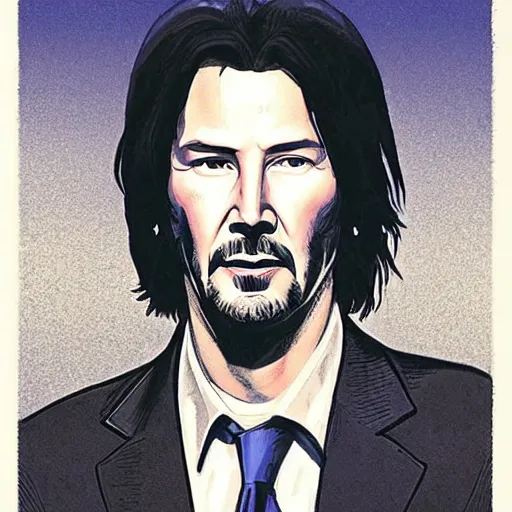 Image similar to “ keanu reeves retro minimalist portrait by jean giraud, moebius starwatcher comic, 8 k ”