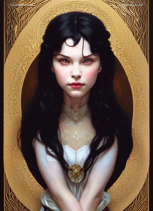 Prompt: portrait of snowhite, intricate, elegant, highly detailed, my rendition, digital painting, artstation, concept art, smooth, sharp focus, illustration, art by artgerm and greg rutkowski and alphonse mucha and uang guangjian and gil elvgren and sachin teng, symmetry!!