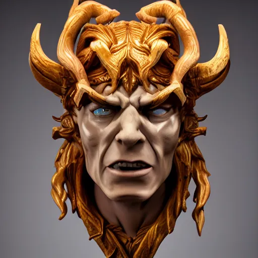 Image similar to high intricate bust of illidan stormrage carved from wood in baroque style, studio light, maria panfilova, andrea savchenko, mike kime, ludovic plouffe, qi sheng luo, oliver cook, trending on artstation