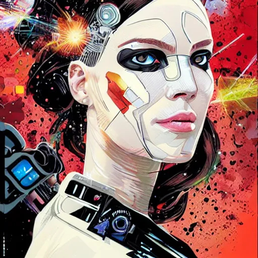 Image similar to portrait of a female android, by MARVEL comics and Sandra Chevrier, 4k