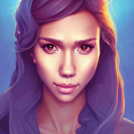 Image similar to a portrait of a beautiful jessica alba, art by lois van baarle and loish and ross tran and rossdraws and sam yang and samdoesarts and artgerm and saruei, digital art, highly detailed, intricate, sharp focus, Trending on Artstation HQ, deviantart, unreal engine 5, 4K UHD image