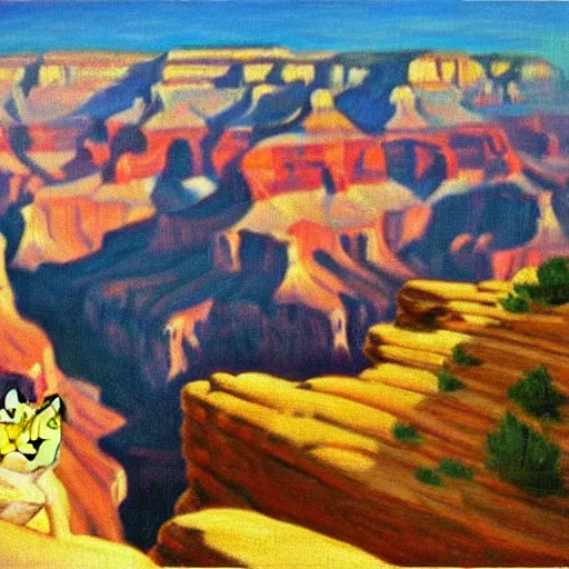 Image similar to Grand Canyon scene by Hopper. FROG! FROG! FROG! FROG!