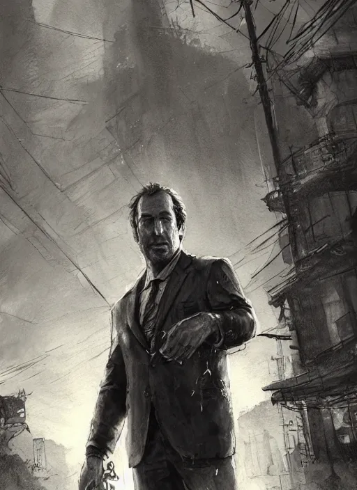 Image similar to portrait, Saul Goodman in the Last of Us universe, watercolor, dramatic lighting, cinematic, establishing shot, extremely high detail, foto realistic, cinematic lighting, pen and ink, intricate line drawings, by Yoshitaka Amano, Ruan Jia, Kentaro Miura, Artgerm, post processed, concept art, artstation, matte painting, style by eddie mendoza, raphael lacoste, alex ross