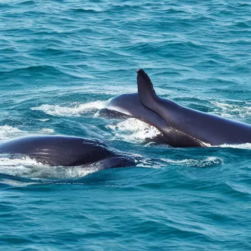 Image similar to two whales talking about food