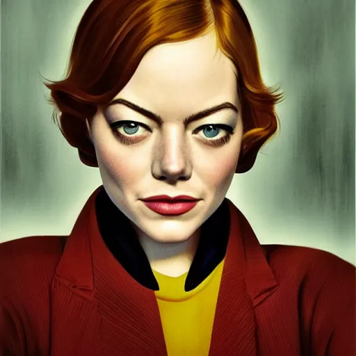 Prompt: emma stone in soviet public toilet, sharp focus, detailed, art by artgerm trufanov rolf armstrong