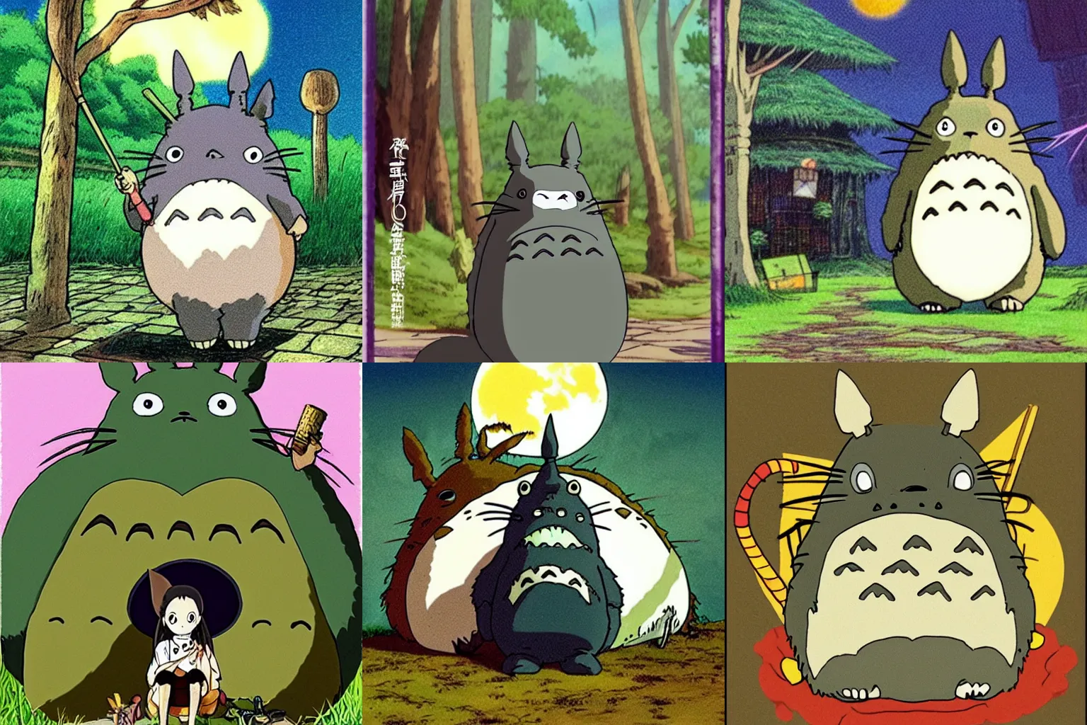 Prompt: Totoro dressed as a witch from the hayao Miyazaki film my neighbor witch totoro's delivery service