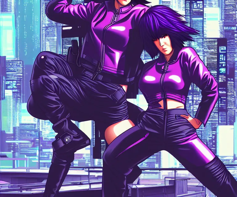 Prompt: motoko kusanagi riding a cyberpunk vehicle in a grungy cyberpunk megacity, bosozoku gang war, cyberpunk vaporwave, by phil jimenez, artgerm, sola digital arts, anti aliasing, raytracing