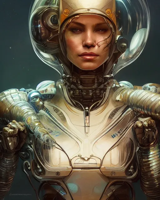 Prompt: trump, cyborg, spacesuit, real life skin, intricate, elegant, highly detailed, artstation, concept art, smooth, sharp focus, art by artgerm and greg rutkowski and alphonse mucha