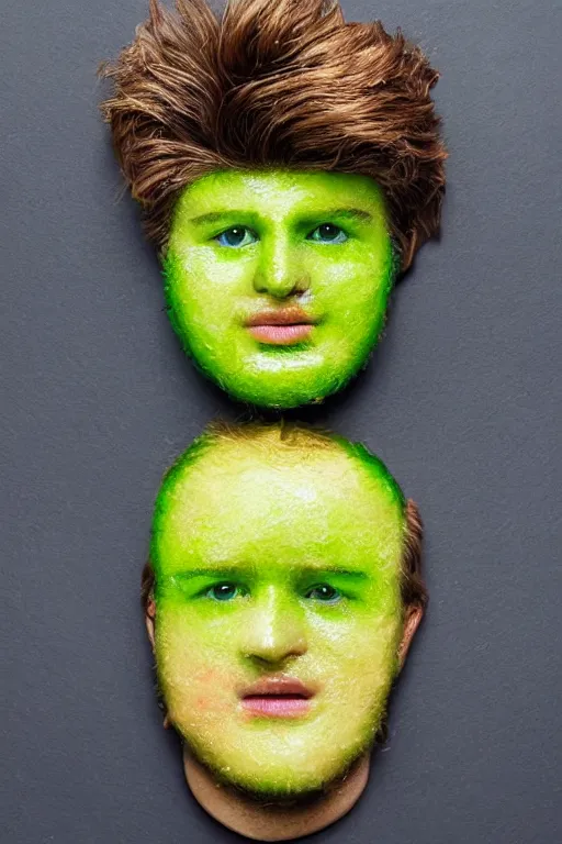 Image similar to 📷 joe keery made of kiwi fruit 🥝, made of food, head portrait, dynamic lighting, 4 k