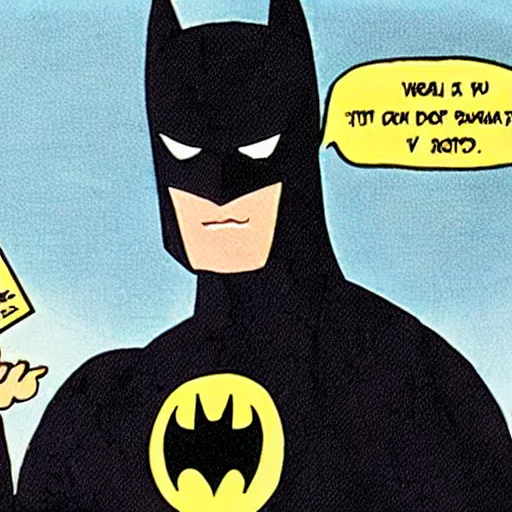 Image similar to Batman holds a coupon for new parents. He is sad because the coupon is expired