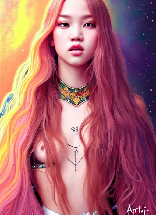 Image similar to jossi of blackpink, king, tarot card, highly detailed, digital painting, smooth, sharp focus, illustration, ultra realistic, 8 k, art by artgerm and alphonse mucha