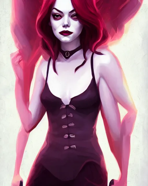 Image similar to a portrait of a beautiful full body Emma Stone vampire, art by lois van baarle and loish and ross tran and rossdraws and sam yang and samdoesarts and artgerm, digital art, highly detailed, intricate, sharp focus, Trending on Artstation HQ, deviantart, unreal engine 5, 4K UHD image