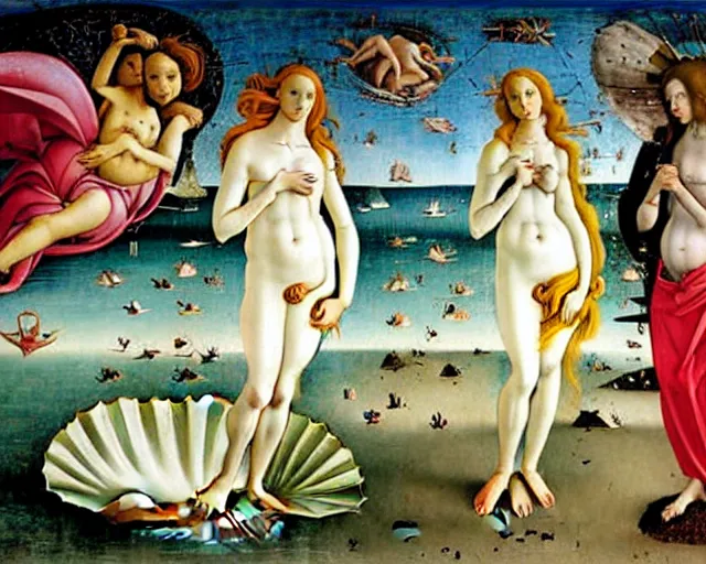 Image similar to THE BIRTH OF VENUS by SANDRO BOTTICELLI painting by Hieronymus Bosch