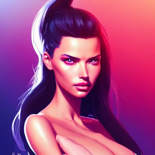 Image similar to portrait of a beautiful adriana lima, art by lois van baarle and ross tran and sam yang and ilya kuvshinov and guweiz, digital art, high detail, sharp focus, unreal engine 5, trending on artstation, deviantart, pinterest, victorias secret, 4 k uhd image