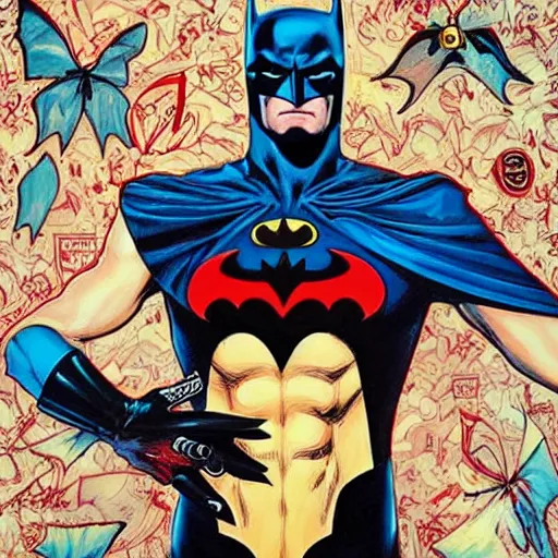 Image similar to a painting by James Jean about Batman, cover art, elegant