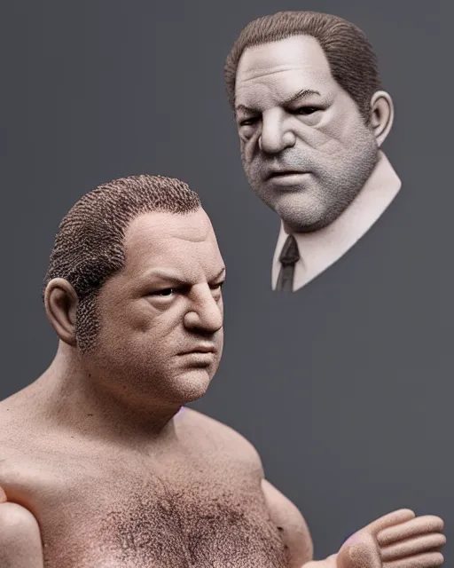 Image similar to harvey weinstein as an action figure, hyper real, advertising photography, 8k