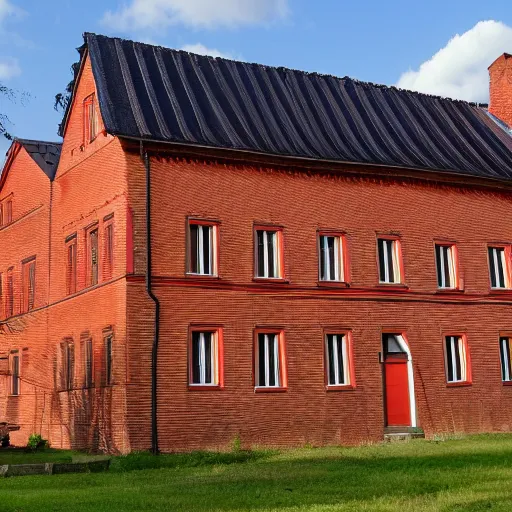 Prompt: 1 8 8 7 big german farmhouse, red bricks, hannover, lower saxony