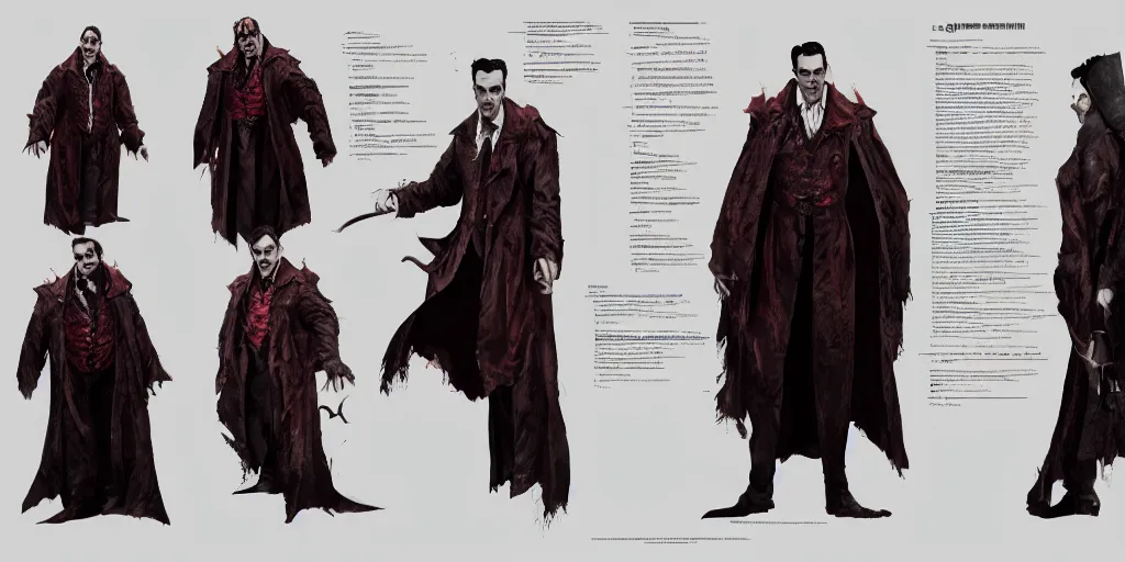 Prompt: dracula, character sheet, concept design, contrast, hot toys, kim jung gi, greg rutkowski, zabrocki, karlkka, jayison devadas, trending on artstation, 8 k, ultra wide angle, pincushion lens effect