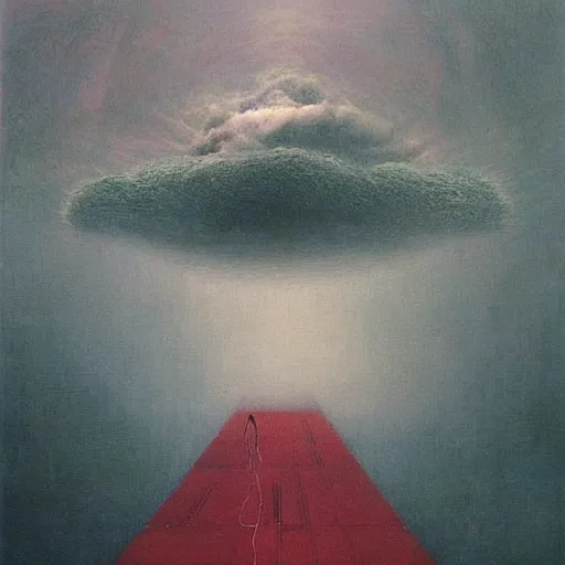 Prompt: a floating church in clouds of atmospheric mist, high detailed beksinski painting, by adrian ghenie and gerhard richter. art by takato yamamoto. masterpiece, deep colours.