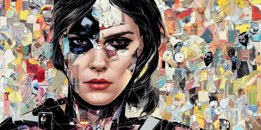 Image similar to a portrait of a single female android, by MARVEL comics and Sandra Chevrier