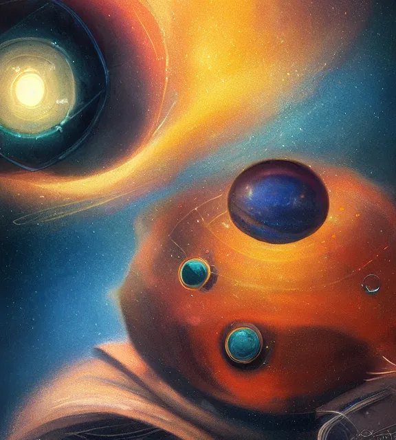 Prompt: cute anthropomorphic saturn, cinematic, elegant, orange and black and blue and yellow mist, highly detailed, psychedelic, digital painting, artstation, smooth, hard focus, illustration, art by jessica rossier and and brian froud
