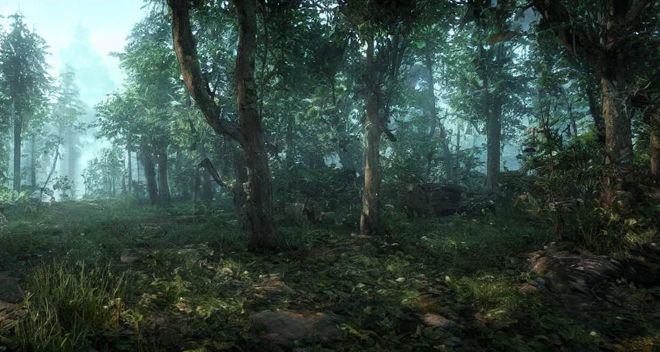 Image similar to Enchanted and magic forest, with CRYENGINE