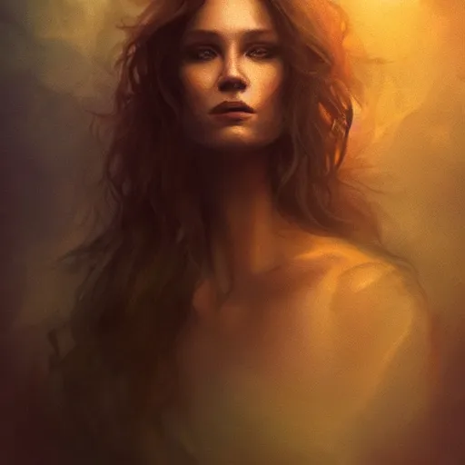 Image similar to majestic gracious regal hakate portrait, mysterious atmospheric lighting, elysian fields, painted, intricate, volumetric lighting, beautiful, rich deep colours masterpiece, golden hour, golden ratio, sharp focus, ultra detailed, by leesha hannigan, ross tran, thierry doizon, kai carpenter, ignacio fernandez rios