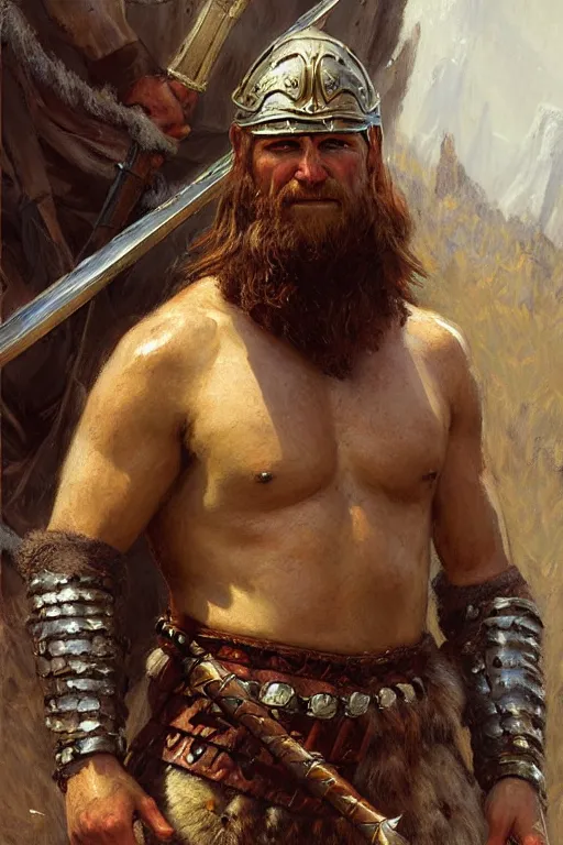 Image similar to viking warrior, highly detailed painting by gaston bussiere, craig mullins, j. c. leyendecker 8 k