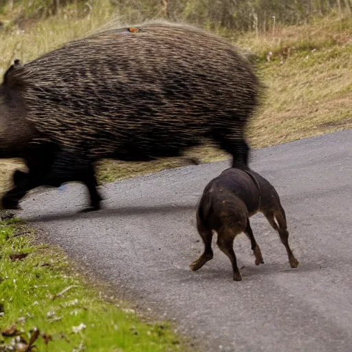 Prompt: Bicycle crashing into a wild boar, 8k, 50mm, award winning photo