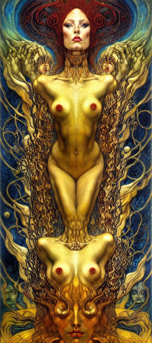 Image similar to Divine Chaos Engine by Karol Bak, Jean Delville, William Blake, Gustav Klimt, and Vincent Van Gogh, symbolist, visionary