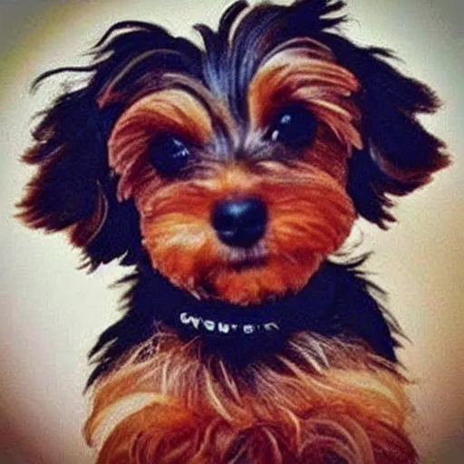 Prompt: “curly hair black and brown Yorky”