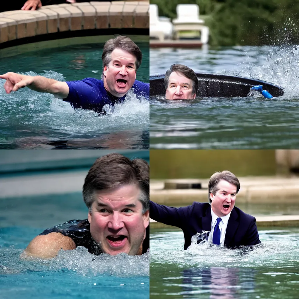 Prompt: brett kavanaugh swimming in a septic tank, gross