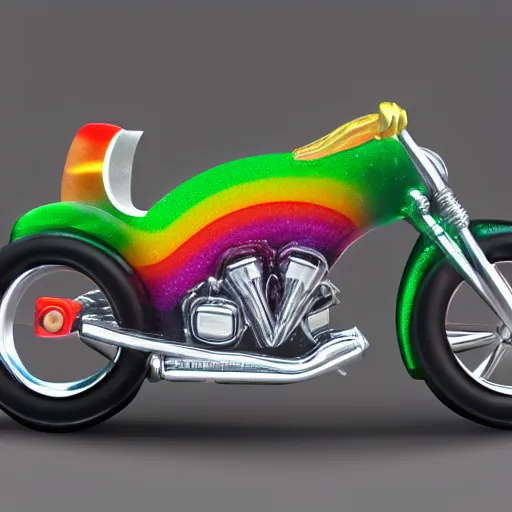 Image similar to motorcycle made from gummy candy, global illumination, photorealistic