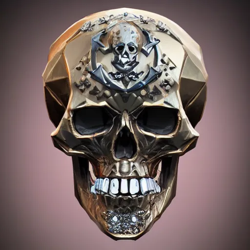 Prompt: ornate diamond skull, style of sea of thieves, detailed, beautiful lighting, high quality, artstation