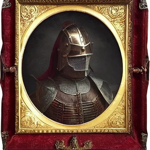 Image similar to full plate fluted polished armor 15th century gothic armor. maximilian,Solomon Joseph Solomon and Richard Schmid and Jeremy Lipking victorian genre painting portrait painting of a old rugged movie actor german knight 15th century character in fantasy costume red background