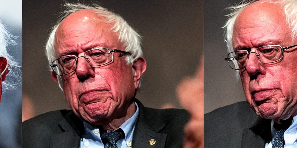 Prompt: Bernie Sanders is Spartan King Leonidas in 300 movie